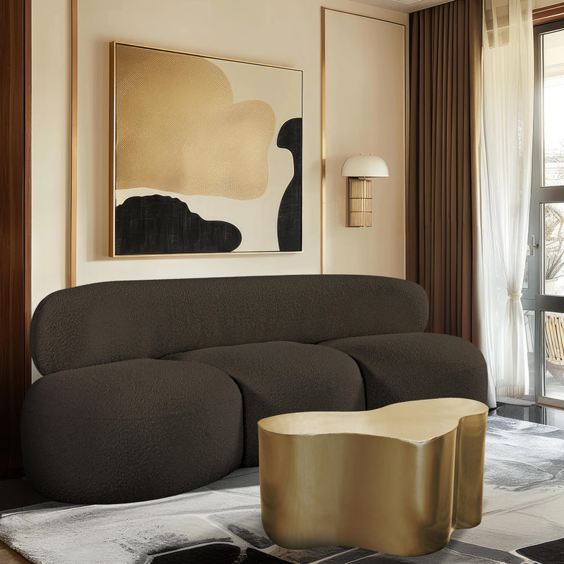 Meridian Venti Brown Boucle Fabric Sofa IMAGE 2