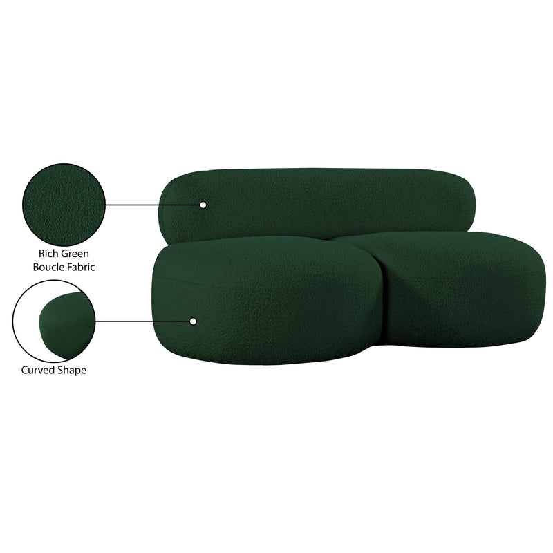 Meridian Venti Green Boucle Fabric Loveseat IMAGE 20