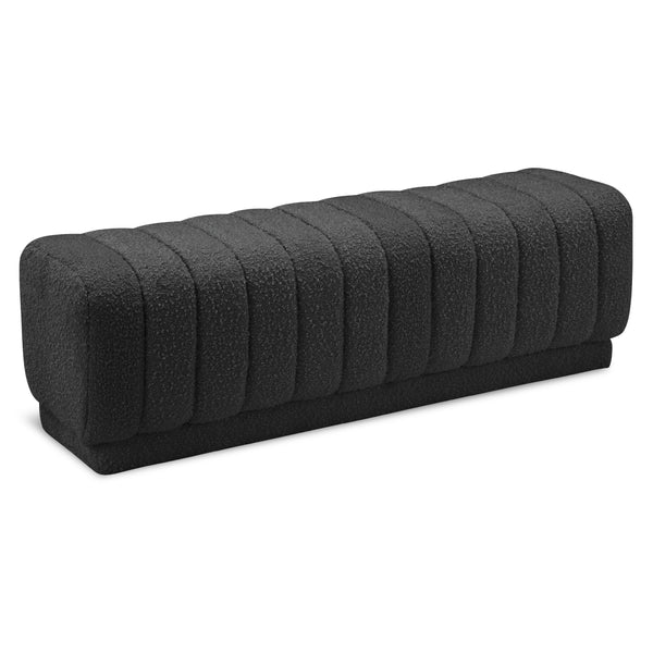 Meridian Heathrow Black Boucle Fabric Ottoman/Bench IMAGE 1