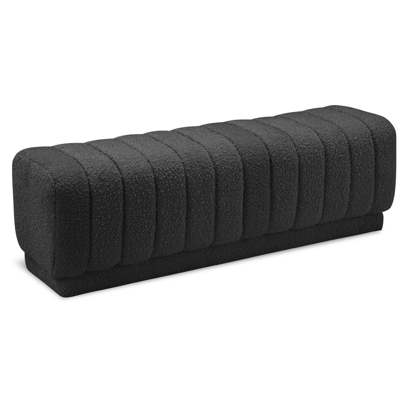 Meridian Heathrow Black Boucle Fabric Ottoman/Bench IMAGE 1