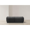 Meridian Heathrow Black Boucle Fabric Ottoman/Bench IMAGE 2