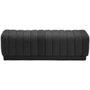 Meridian Heathrow Black Boucle Fabric Ottoman/Bench IMAGE 3