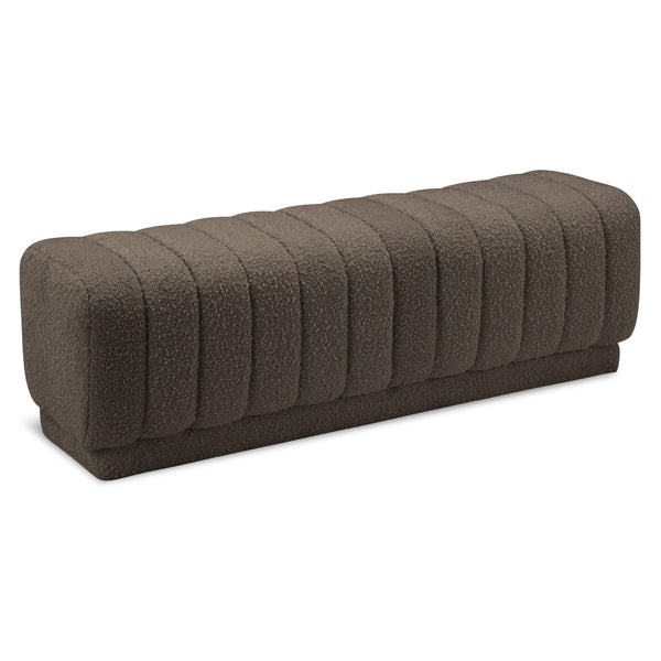 Meridian Heathrow Brown Boucle Fabric Ottoman/Bench IMAGE 1