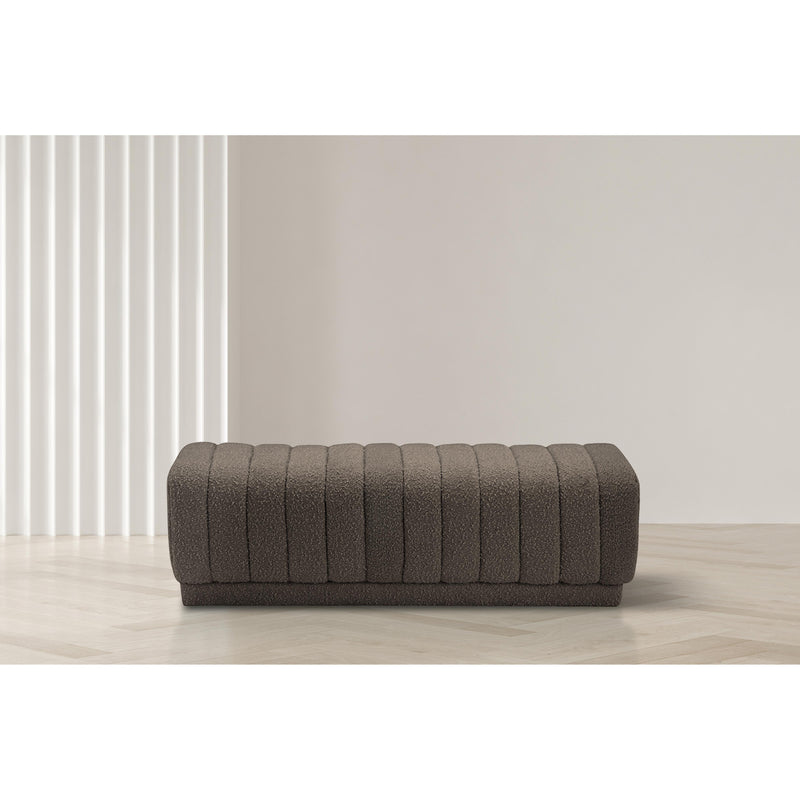 Meridian Heathrow Brown Boucle Fabric Ottoman/Bench IMAGE 2