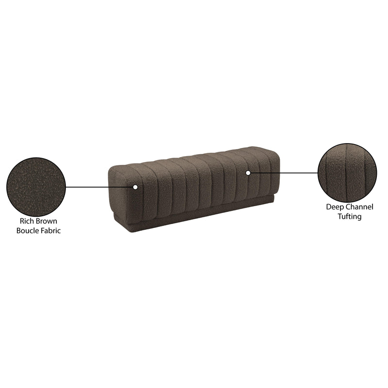 Meridian Heathrow Brown Boucle Fabric Ottoman/Bench IMAGE 7