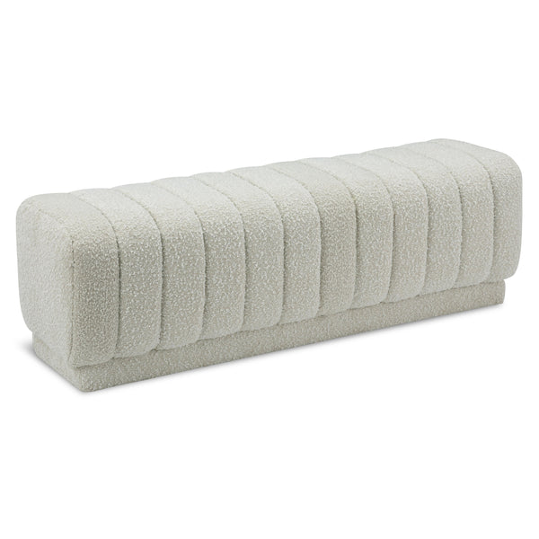 Meridian Heathrow Cream Boucle Fabric Ottoman/Bench IMAGE 1