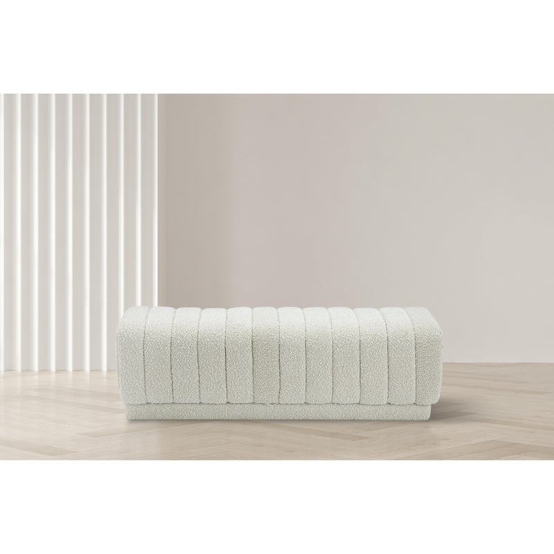 Meridian Heathrow Cream Boucle Fabric Ottoman/Bench IMAGE 2
