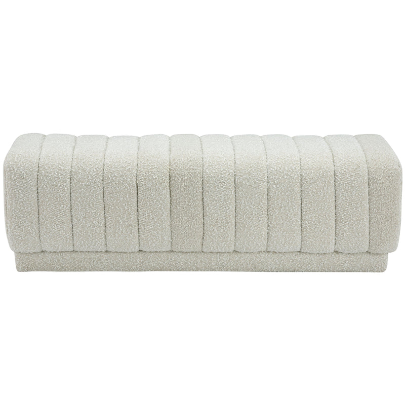 Meridian Heathrow Cream Boucle Fabric Ottoman/Bench IMAGE 3