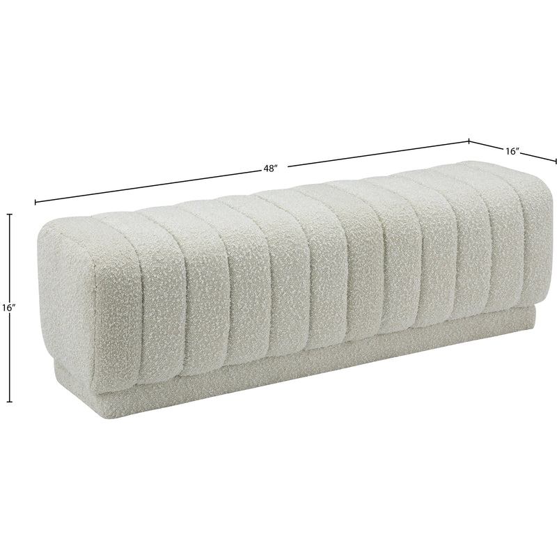 Meridian Heathrow Cream Boucle Fabric Ottoman/Bench IMAGE 6