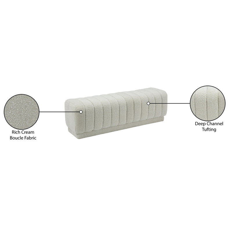Meridian Heathrow Cream Boucle Fabric Ottoman/Bench IMAGE 7