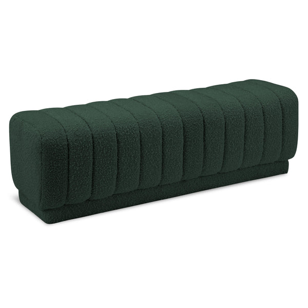 Meridian Heathrow Green Boucle Fabric Ottoman/Bench IMAGE 1