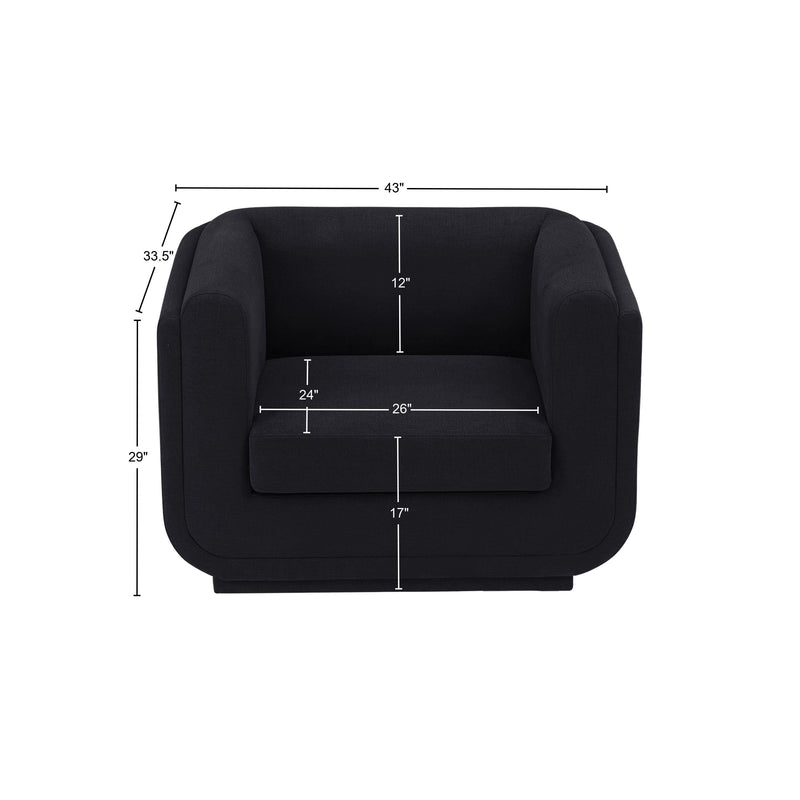 Meridian Kimora Black Linen Textured Fabric Chair IMAGE 10