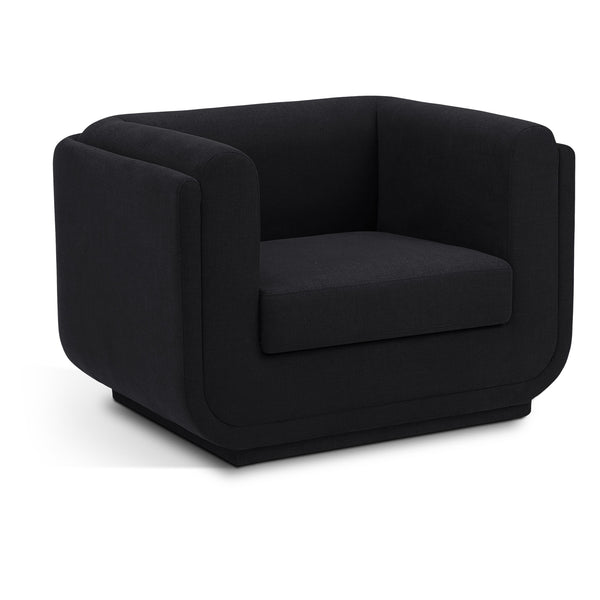 Meridian Kimora Black Linen Textured Fabric Chair IMAGE 1