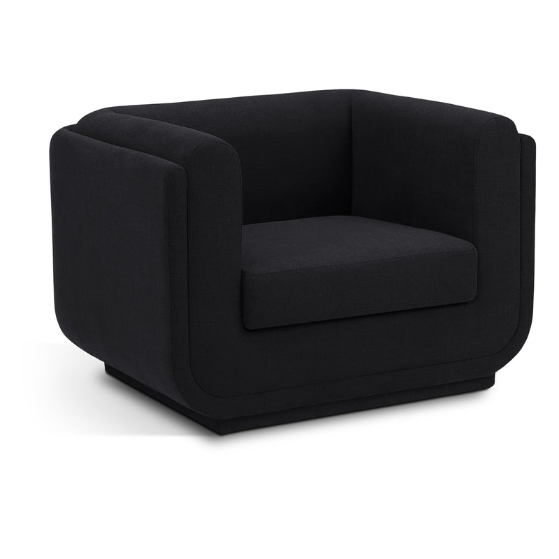 Meridian Kimora Black Linen Textured Fabric Chair IMAGE 1