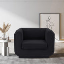 Meridian Kimora Black Linen Textured Fabric Chair IMAGE 2