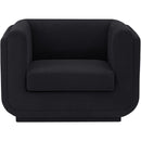Meridian Kimora Black Linen Textured Fabric Chair IMAGE 4