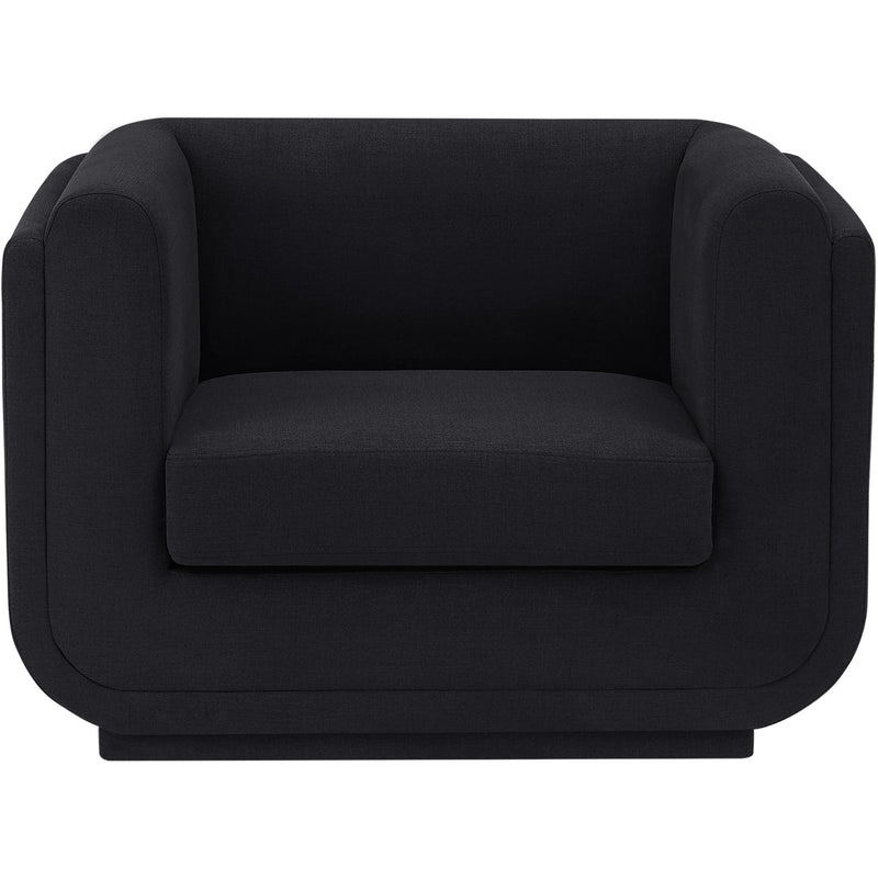 Meridian Kimora Black Linen Textured Fabric Chair IMAGE 4