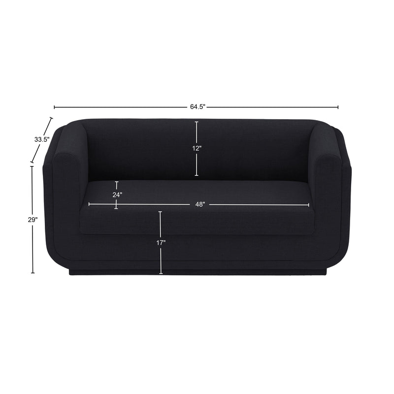 Meridian Kimora Black Linen Textured Fabric Loveseat IMAGE 12