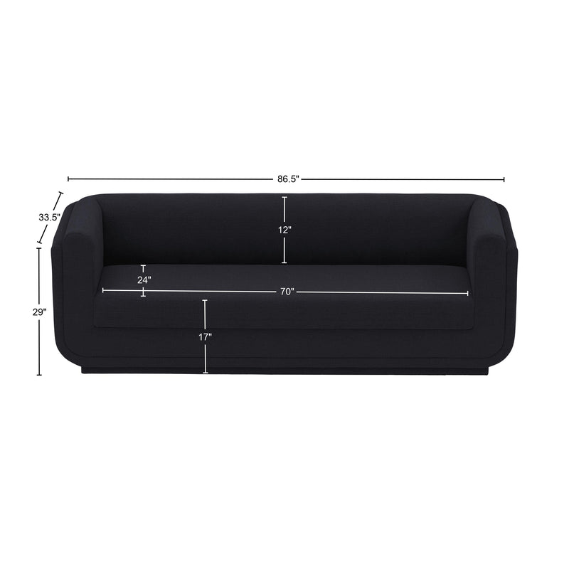 Meridian Kimora Black Linen Textured Fabric Sofa IMAGE 12