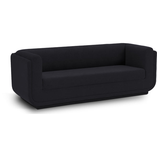 Meridian Kimora Black Linen Textured Fabric Sofa IMAGE 1