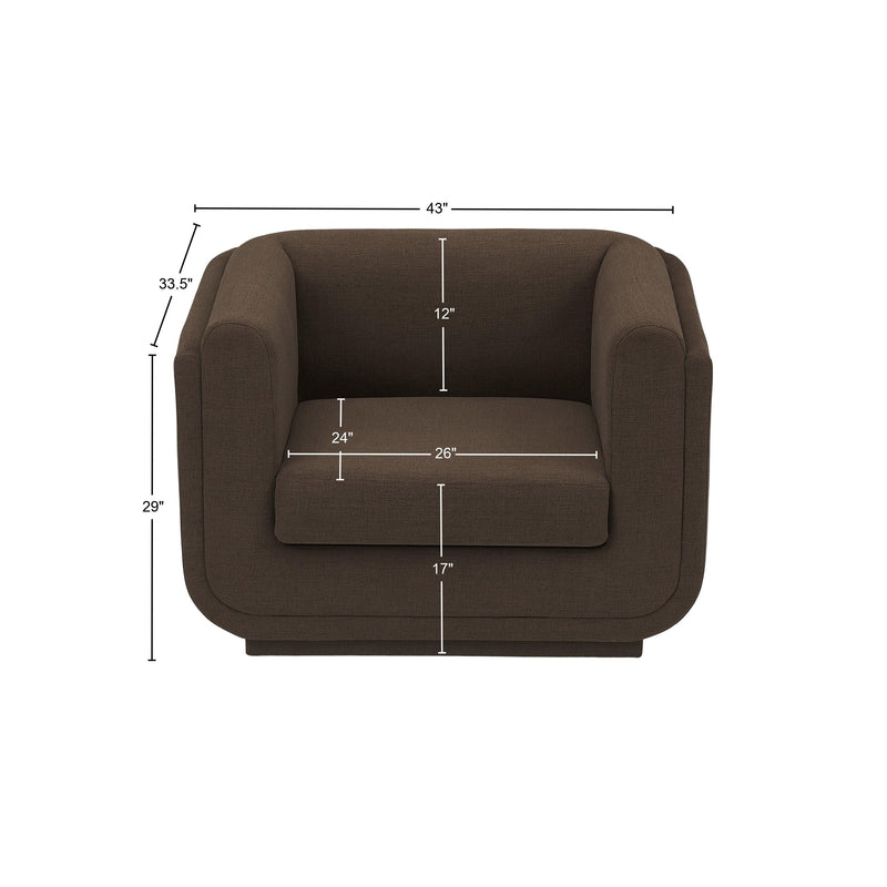 Meridian Kimora Brown Linen Textured Fabric Chair IMAGE 10