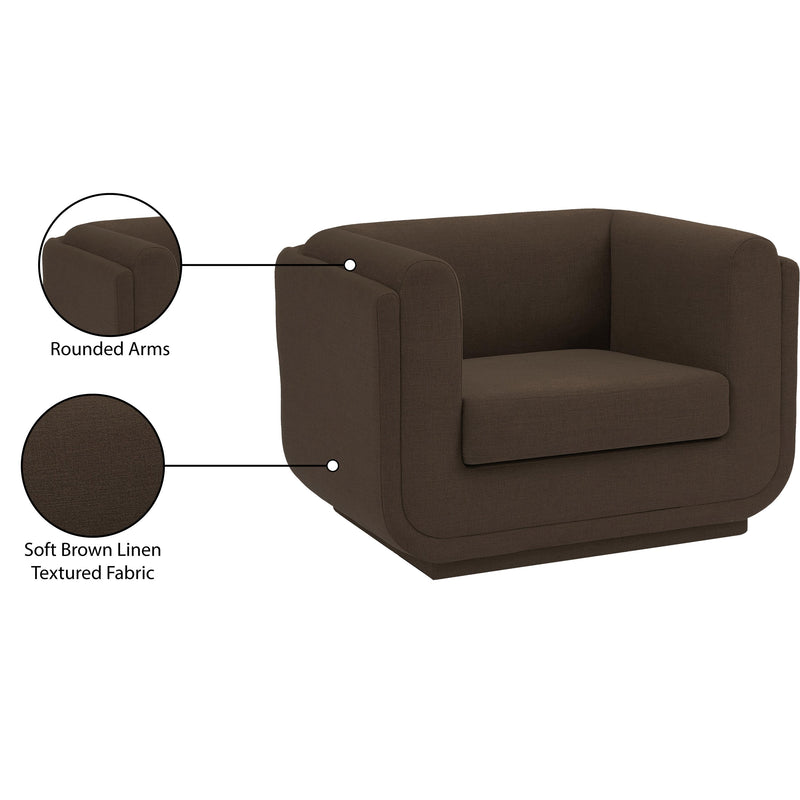 Meridian Kimora Brown Linen Textured Fabric Chair IMAGE 11