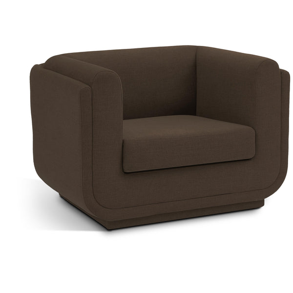 Meridian Kimora Brown Linen Textured Fabric Chair IMAGE 1