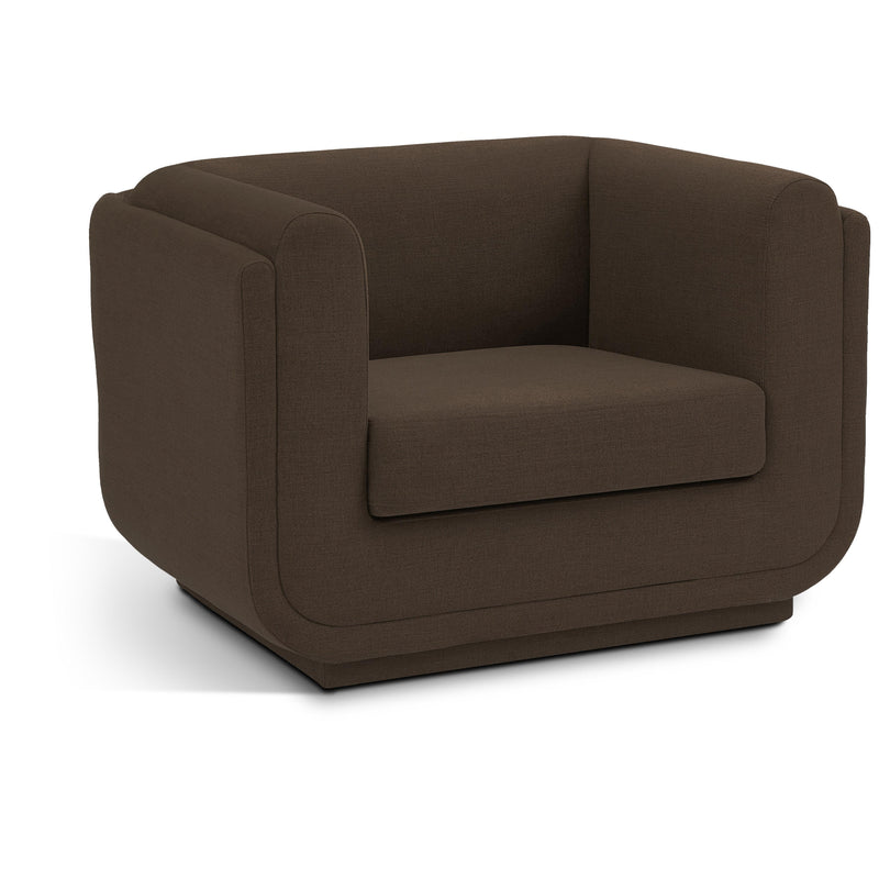 Meridian Kimora Brown Linen Textured Fabric Chair IMAGE 1