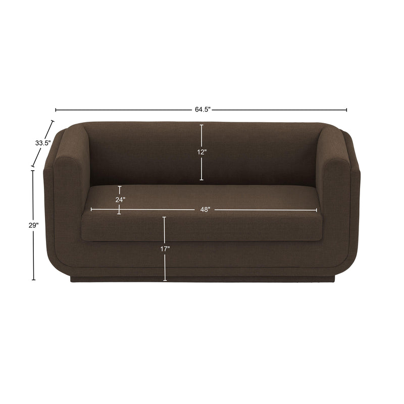 Meridian Kimora Brown Linen Textured Fabric Loveseat IMAGE 12