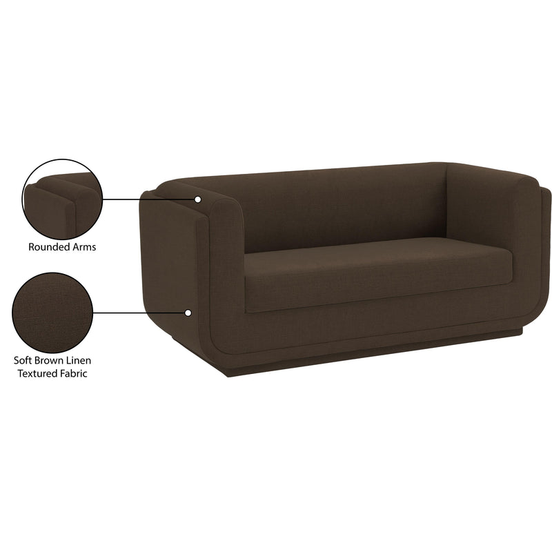 Meridian Kimora Brown Linen Textured Fabric Loveseat IMAGE 13