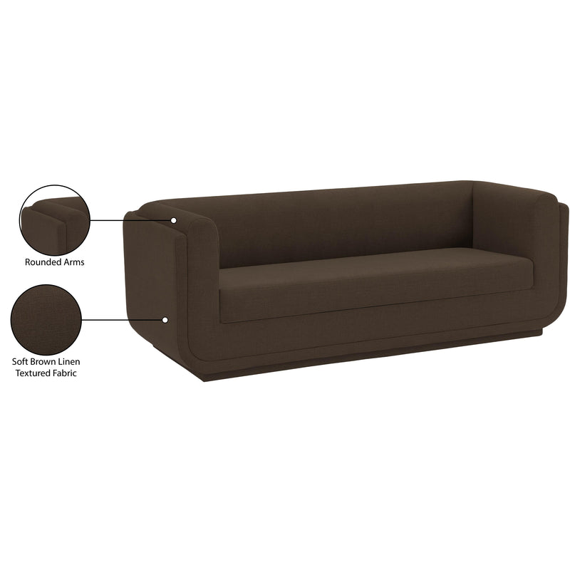 Meridian Kimora Brown Linen Textured Fabric Sofa IMAGE 13