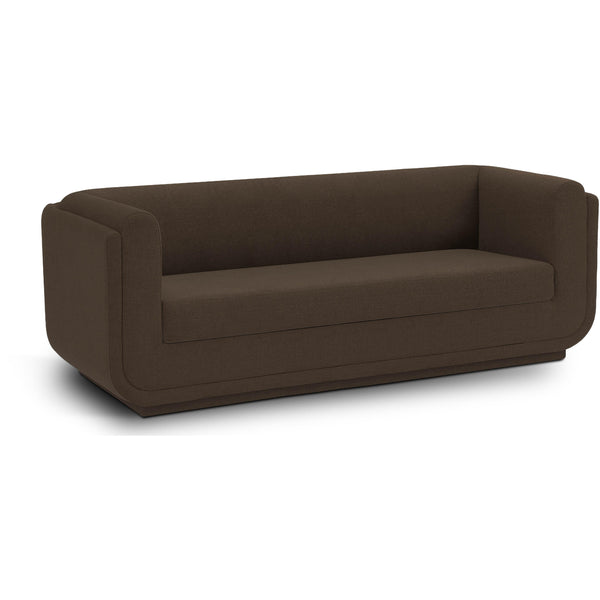 Meridian Kimora Brown Linen Textured Fabric Sofa IMAGE 1