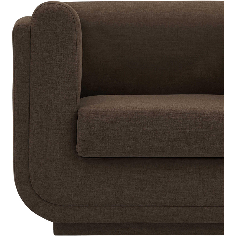 Meridian Kimora Brown Linen Textured Fabric Sofa IMAGE 9