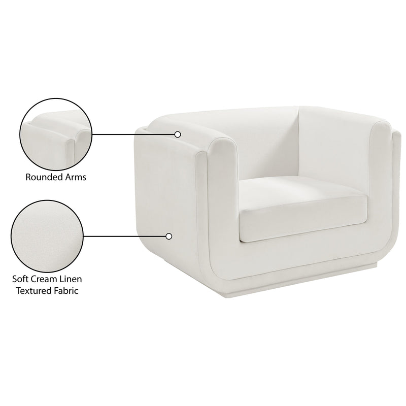 Meridian Kimora Cream Linen Textured Fabric Chair IMAGE 13