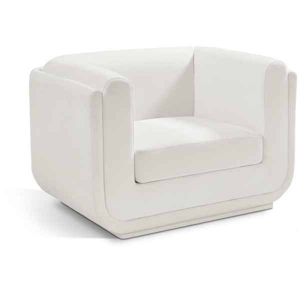 Meridian Kimora Cream Linen Textured Fabric Chair IMAGE 1