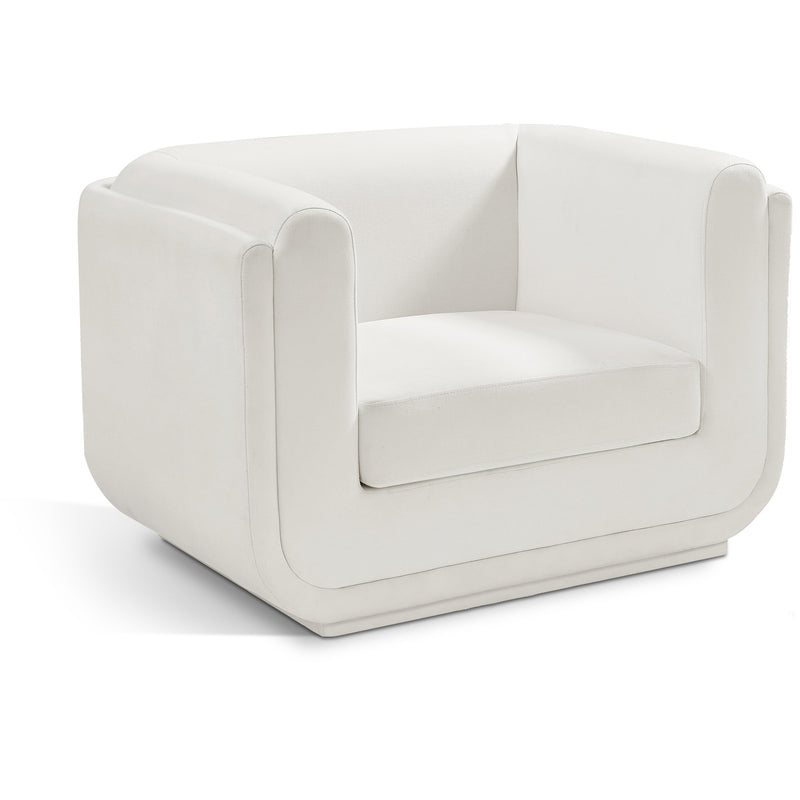 Meridian Kimora Cream Linen Textured Fabric Chair IMAGE 1