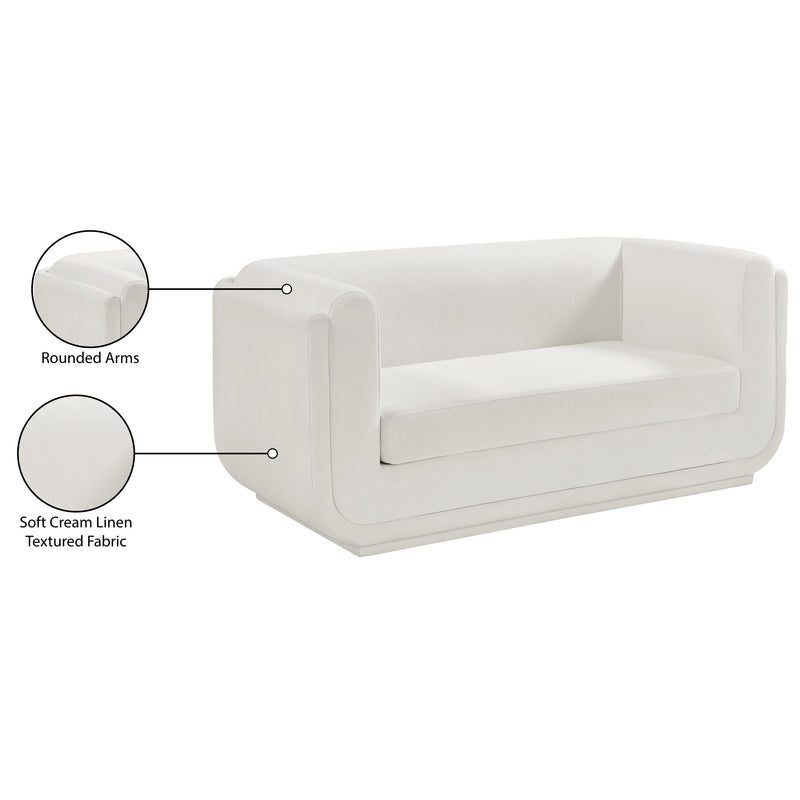 Meridian Kimora Cream Linen Textured Fabric Loveseat IMAGE 13