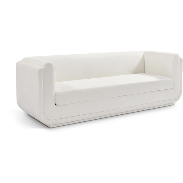 Meridian Kimora Cream Linen Textured Fabric Sofa IMAGE 1