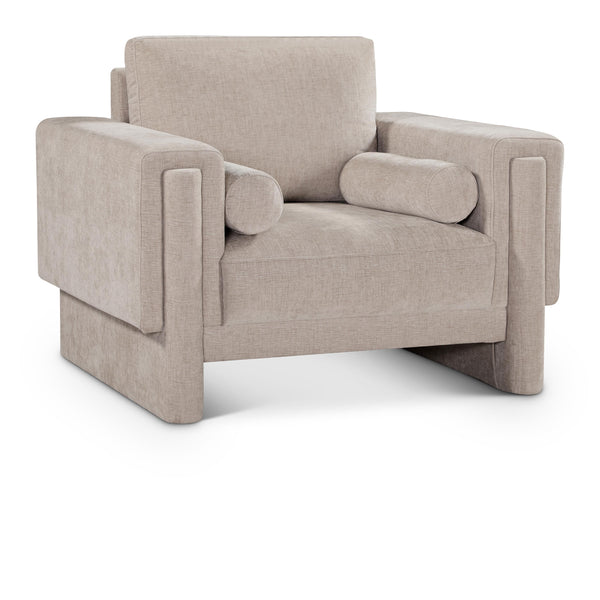 Meridian Madeline Beige Chenille Fabric Chair IMAGE 1