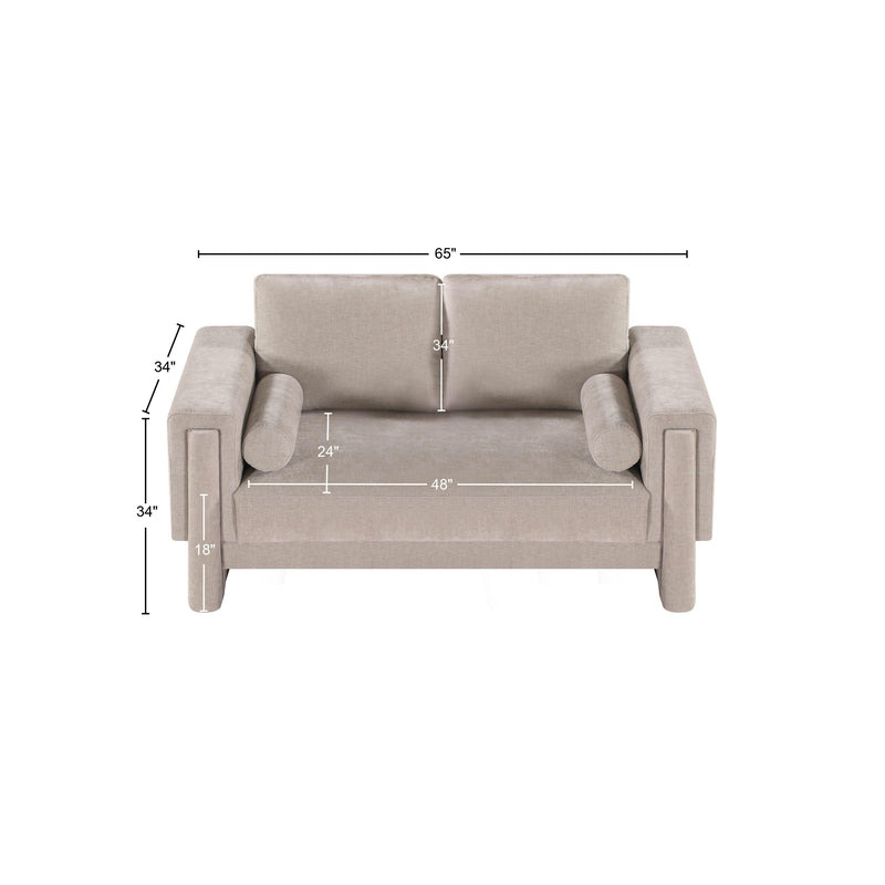 Meridian Madeline Beige Chenille Fabric Loveseat IMAGE 15