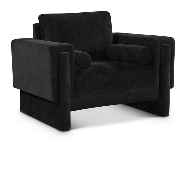 Meridian Madeline Black Chenille Fabric Chair IMAGE 1