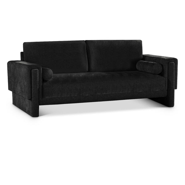 Meridian Madeline Black Chenille Fabric Sofa IMAGE 1