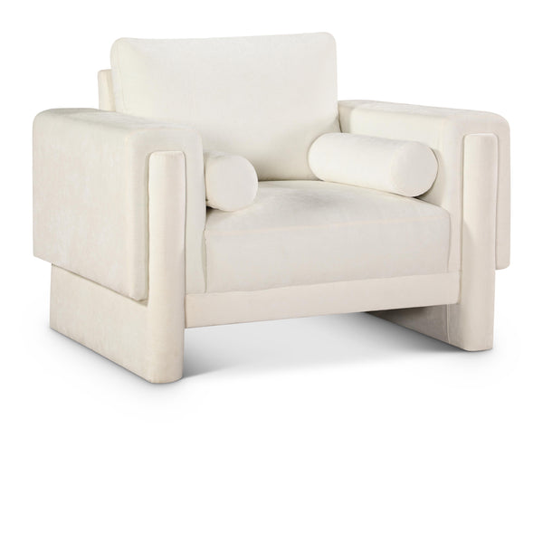 Meridian Madeline Cream Chenille Fabric Chair IMAGE 1
