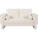 Meridian Madeline Cream Chenille Fabric Loveseat IMAGE 4