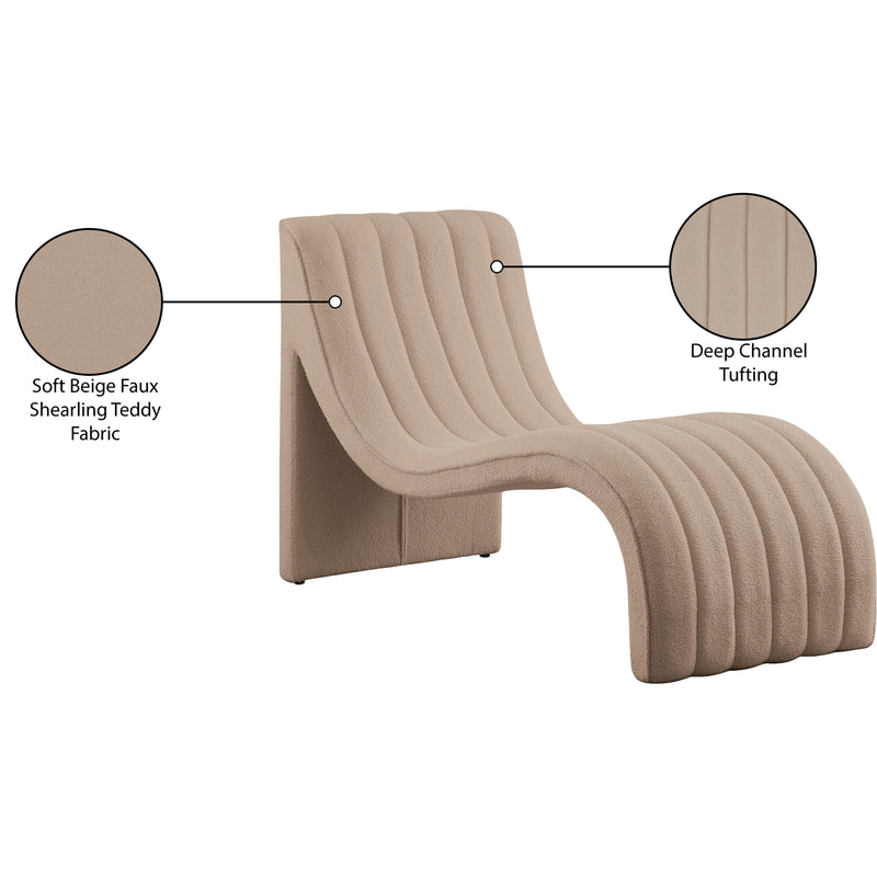 Meridian Orian Beige Teddy Fabric Chaise IMAGE 9