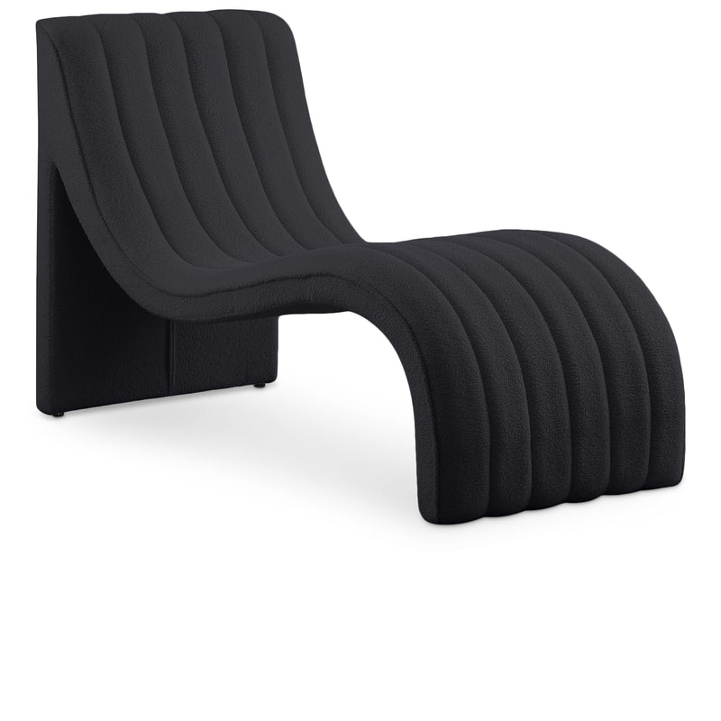 Meridian Orian Black Teddy Fabric Chaise IMAGE 1