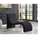 Meridian Orian Black Teddy Fabric Chaise IMAGE 2