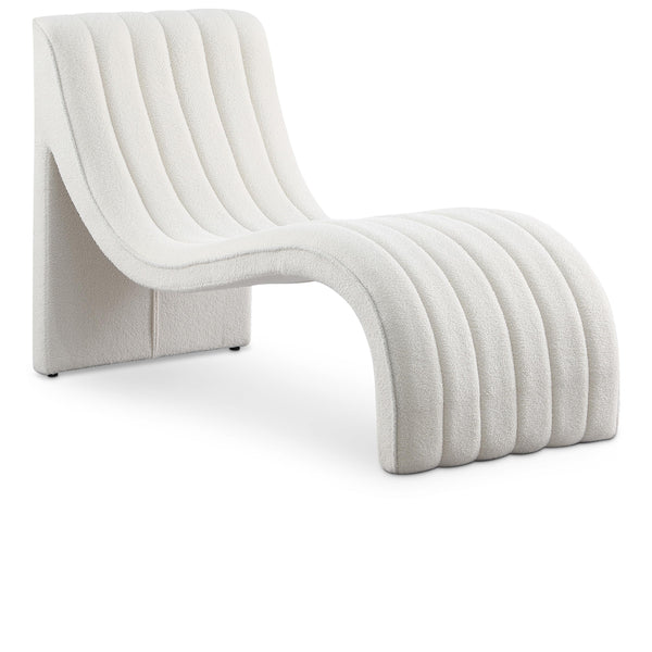 Meridian Orian Cream Teddy Fabric Chaise IMAGE 1