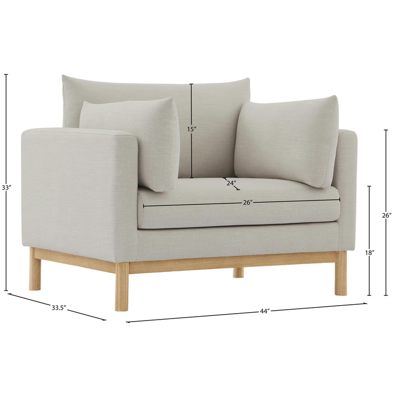 Meridian Langham Beige Linen Textured Fabric Chair IMAGE 15