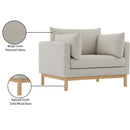Meridian Langham Beige Linen Textured Fabric Chair IMAGE 16